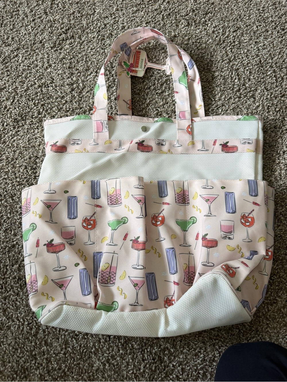 T.J.Maxx Pink Cocktail Print Bath Storage Tote